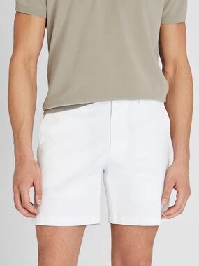 Club Monaco White Flat-Front Tailored Shorts